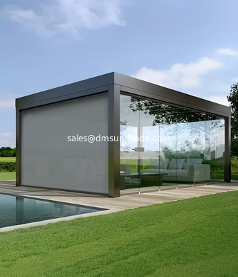 Windproof Zip Blinds and Glass Doors For Outdoor Louvered Electric Pergola